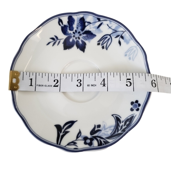 Stokes Vienna Tea Set 4 Teacups & Saucers White & Blue Floral - Picture 7 of 8